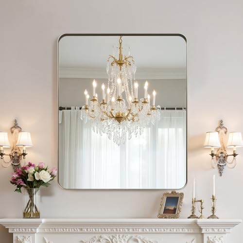 36"x30" Bathroom Vanity Mirror for Wall Aluminum Framed Farmhouse Rectangle