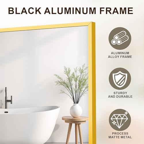 FICTOR Bathroom Vanity Mirror for Over Sink, 60" x 36", Gold