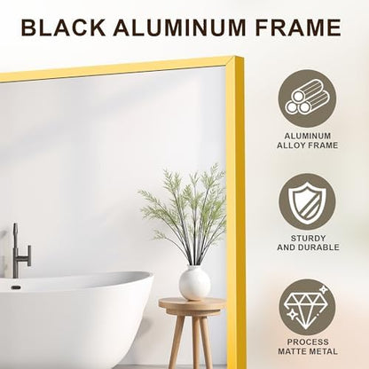 FICTOR Bathroom Vanity Mirror for Over Sink, 60" x 36", Gold