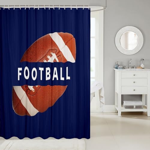 jejeloiu Shower Curtain 72"x72" Football Bath Curtain for Boys Girls Teens Gaming Sports Women Men Gift for Football Lover Kids Bathroom Accessories