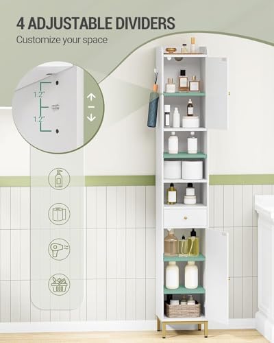 Hzuaneri Tall Bathroom Cabinet with Adjustable Shelves, Storage Cabinet