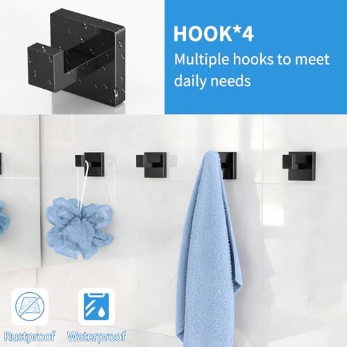 Gypie Bathroom Accessories Set Wall Mounted, 10-Piece 24In Matte Black