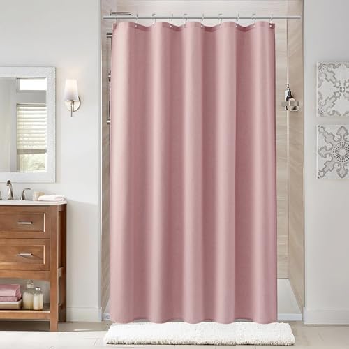 Naturoom Linen Shower Curtain 54x78 Inch for Bathroom Pink 1 Panel