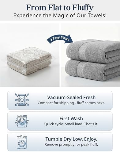 LANE LINEN Towel Set Soft Absorbent Quick Dry 100% Cotton 16 Piece - Grey