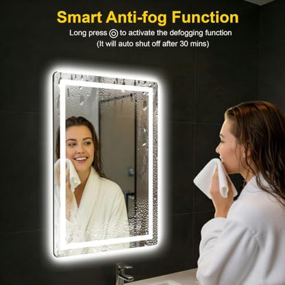 LED Bathroom Mirror with Lights, 20"x30" Lighted Vanity Mirror for Wall