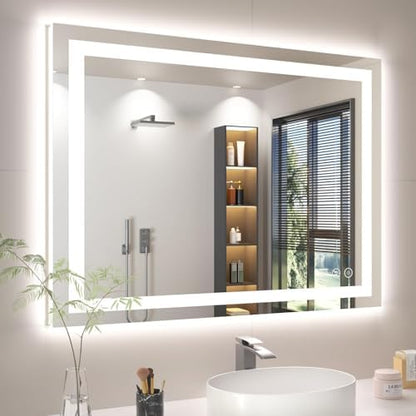 40"x30" LED Bathroom Mirror with Anti-Fog, Backlit & Front Lights, Memory