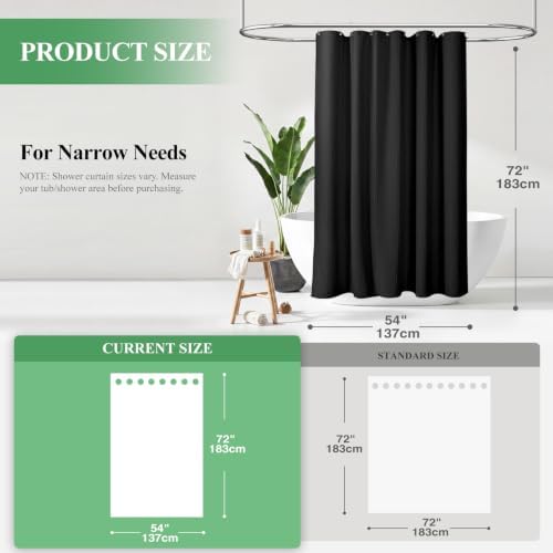 Dynamene Stall Waffle Shower Curtain 256 GSM Heavy Fabric 54x72 Black