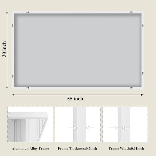 Koonmi White Rectangle Wall Mirror, 30x55 Inch Bathroom Mirror, Aluminum Frame Vanity Mirror for Entryway, Living Room, Bedroom Bathroom, Hangs Horizontally or Vertically