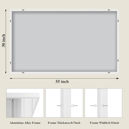 Koonmi White Rectangle Wall Mirror, 30x55 Inch Bathroom Mirror, Aluminum Frame Vanity Mirror for Entryway, Living Room, Bedroom Bathroom, Hangs Horizontally or Vertically