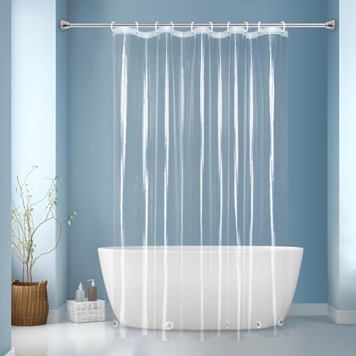 EurCross Small Extra Long Clear Shower Curtain Liner 60 inch Wide by 84 inches Length with 5 Magnet Weights,9G Premium PEVA See Through Small Plastic Shower Curtain 60x84
