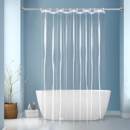 EurCross Small Extra Long Clear Shower Curtain Liner 60 inch Wide by 84 inches Length with 5 Magnet Weights,9G Premium PEVA See Through Small Plastic Shower Curtain 60x84