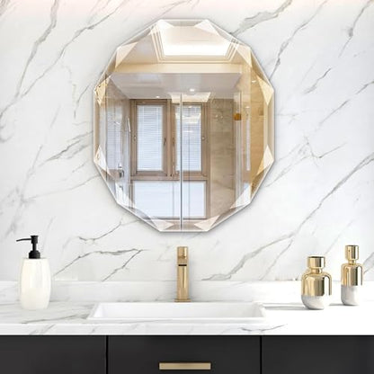 23.5x27.5 Inch Bathroom Mirrors for Over Sink, Round Frameless Mirror