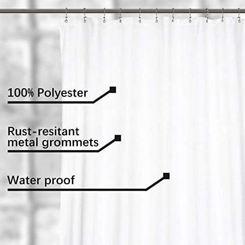 N&Y HOME Waterproof Fabric Clawfoot Tub Shower Curtain 180 x 70 inch, White