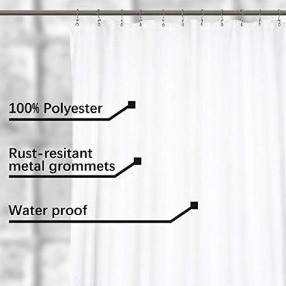 N&Y HOME Waterproof Fabric Clawfoot Tub Shower Curtain 180 x 70 inch, White