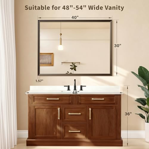 Retro Copper Effect Framed Wall Mirror,30x40 Rectangle Mirror