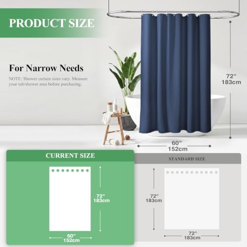 Dynamene Stall Waffle Shower Curtain 256 GSM Heavy Fabric 60x72 Navy Blue