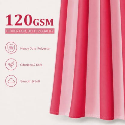 Ohocut Vertical Striped Shower Curtain, Cute Retro Vintage Stripe Farmhouse Bathroom Shower Curtain, Waterproof Polyester Fabric Modern Shower Curtain for Bathroom 72x72 Inches (Double Pink)