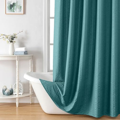 Aiyufeng Turquoise Shower Curtain for Bathroom, Embossed Textured Fabric Shower Curtain for Bathroom - Soft Cloth & Hotel Spa, Machine Washable, 72X84, Turquoise