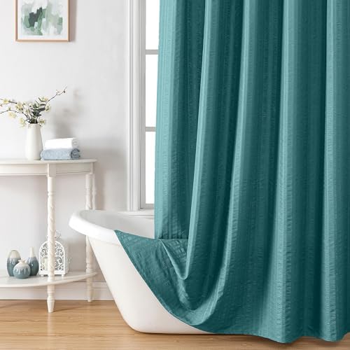 Aiyufeng Turquoise Shower Curtain for Bathroom, Embossed Textured Fabric Shower Curtain for Bathroom - Soft Cloth & Hotel Spa, Machine Washable, 36X72, Turquoise