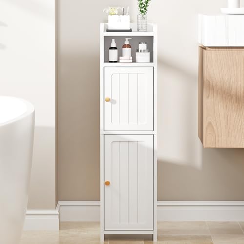 BEWISHOME Small Bathroom Storage Cabinet, 2 Doors Narrow Bathroom Cabinet