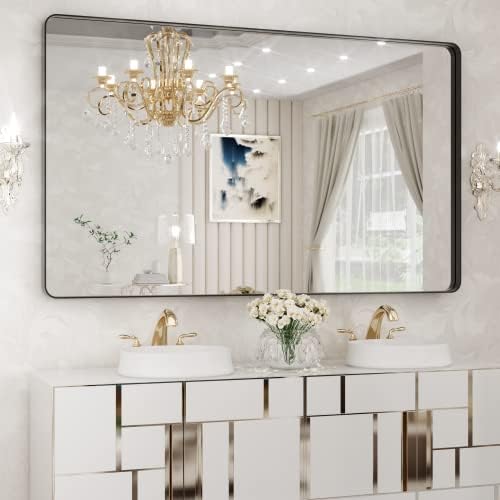 WEER Black Bathroom Vanity Mirror 60X36 Inch