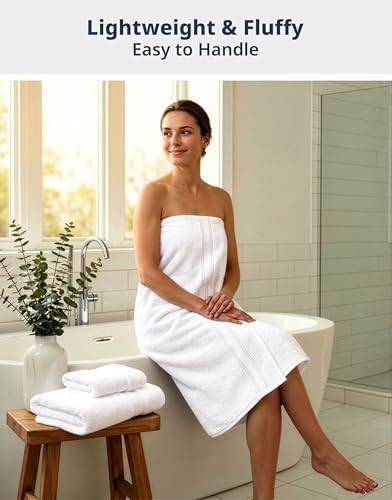 LANE LINEN Bath Towel Set 100% Cotton 6 Piece Soft Absorbent - White