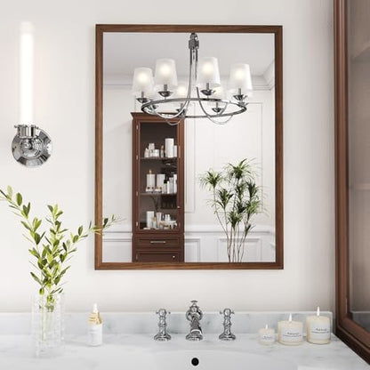 WEER Walnut Bathroom Vanity Mirror 22X30 Inch