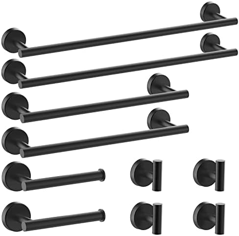 Newfun 10 Pieces Matte Black Bathroom Hardware Set 24 Inch
