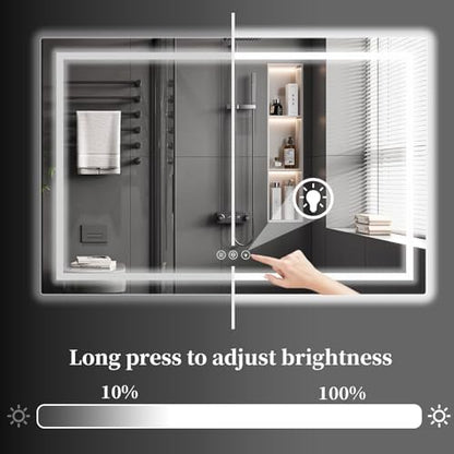 Koonmi 60x36 LED Bathroom Mirror, Shatterproof Mirror with Light