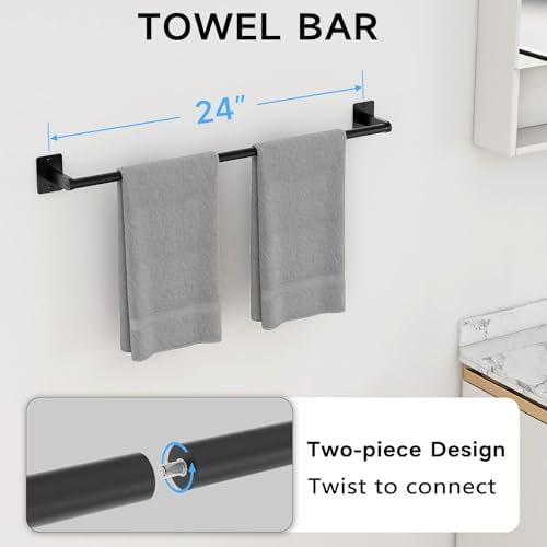 KLJKPA 20-Piece Bathroom Accessories Set, 24 inch Towel Bar