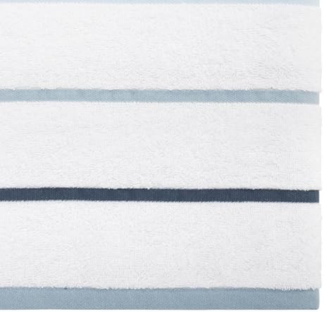 IZOD – Bath Towels, Plush Ringspun Cotton Blend with Striped Design and Dark Hem Finish, Set of 2 (Sandbar Blue)