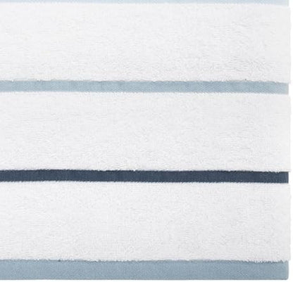 IZOD – Bath Towels, Plush Ringspun Cotton Blend with Striped Design and Dark Hem Finish, Set of 2 (Sandbar Blue)