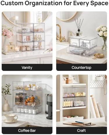 Vtopmart Clear Stackable Storage Drawers Set of 7, Plastic Organizer Bins