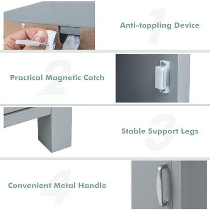 Giantex Narrow Bathroom Storage Cabinet with Open Compartment (Grey)
