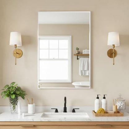 FICTOR Bathroom Vanity Mirror for Over Sink, 20" x 30", Silver