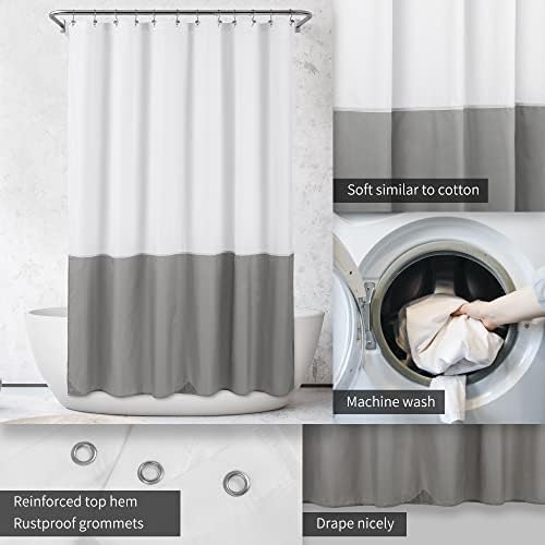 ALYVIA SPRING Waterproof Fabric Shower Curtain or Liner White/Grey, 72x72