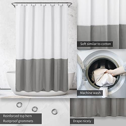ALYVIA SPRING Waterproof Fabric Shower Curtain or Liner White/Grey, 72x72
