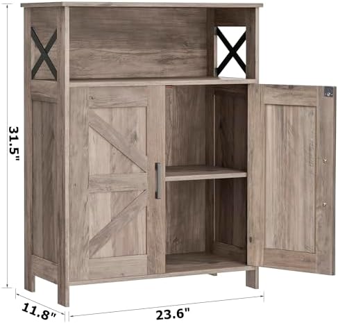 Homhedy Farmhouse Bathroom Storage Cabinet with Doors, Small Floor Cabinet