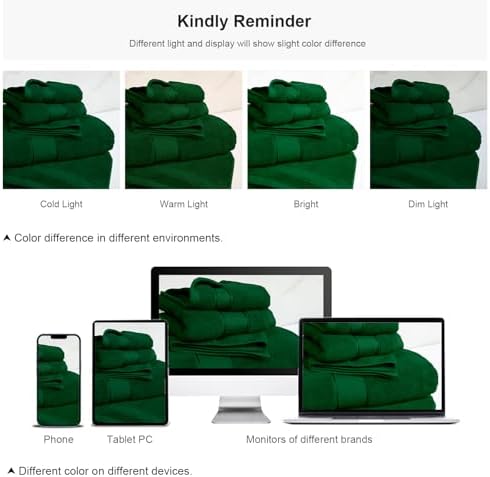 COZYART Bath Towel Set 6 PCS Formal Green Luxury 100% Turkish Cotton 650GSM
