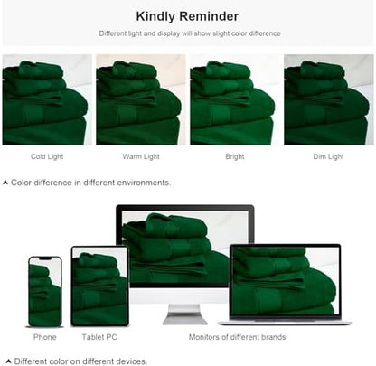 COZYART Bath Towel Set 6 PCS Formal Green Luxury 100% Turkish Cotton 650GSM