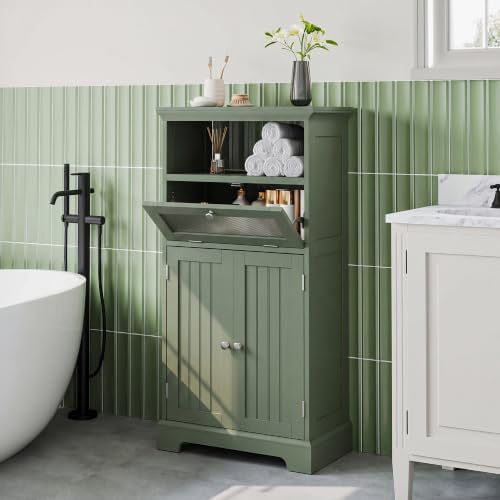ChooChoo Bathroom Cabinet with Flip Glass Drawer,Freestanding