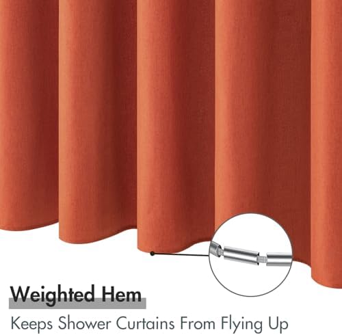 MIULEE Fall Burnt Orange Terracotta Linen Shower Curtain 72*78 Metal Hooks