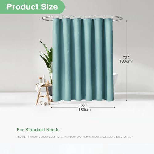 Dynamene Waffle Shower Curtain 256 GSM Heavy Fabric 72"x72" Teal/Turquoise