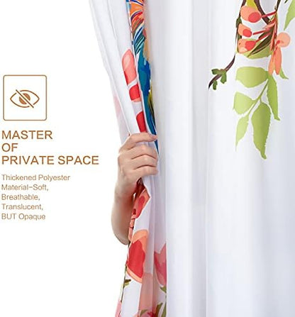 Watercolor Shower Curtain Hummingbird Floral for Bathroom 72 x 72