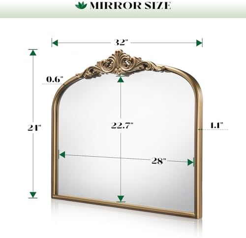 Vintage Gold Mirror, 32"x24" Antique Gold Bathroom Wall Mirrors
