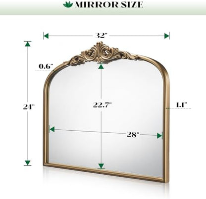Vintage Gold Mirror, 32"x24" Antique Gold Bathroom Wall Mirrors