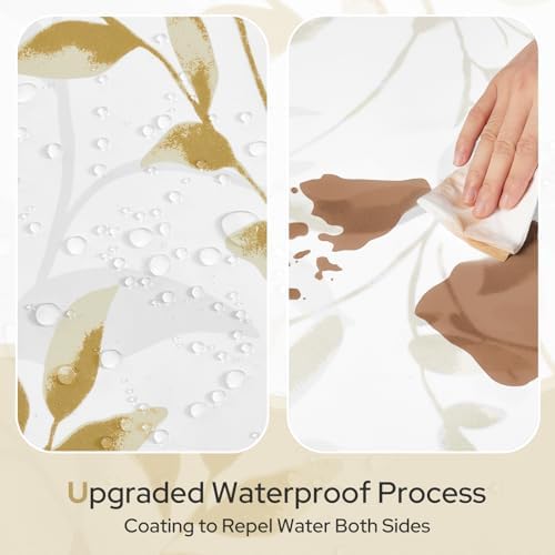 HOMEIDEAS Gold Botanical Shower Curtain 72×78 Inches
