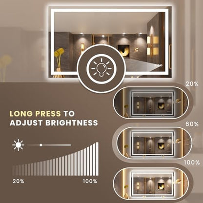LOAAO 50"X30" LED Bathroom Mirror with Lights, UL Listed