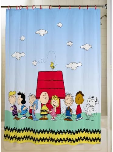 Peanuts 13-Piece Shower Curtain Set, 72 x 72 Inch Fabric Curtain with Hooks, Bathroom Decor, Machine Washable, (100% Officially Licensed Product) by Franco Collectibles