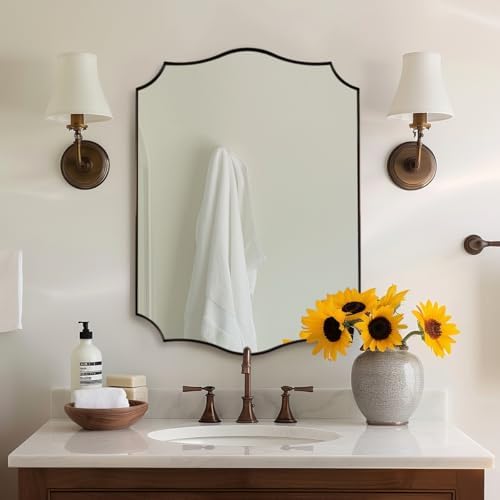 ANDY STAR Brushed Bronze Scalloped Mirror, 22x30 Inch Vanity Mirror